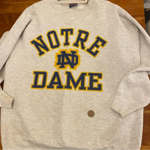Vintage 90s Fighting Irish Notre Dame College Crewneck Sweatshirt  Size XL Shirt - Picture 14 of 16